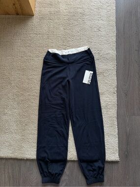 Splits59 Black Jogger Sweatpants with White Waistband